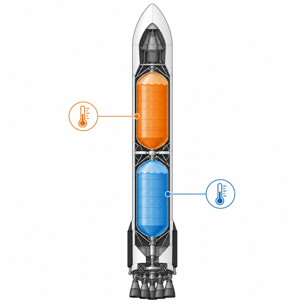 Diagram showing Falcon 9 RP-1 kerosene and liquid oxygen fueling process before launch