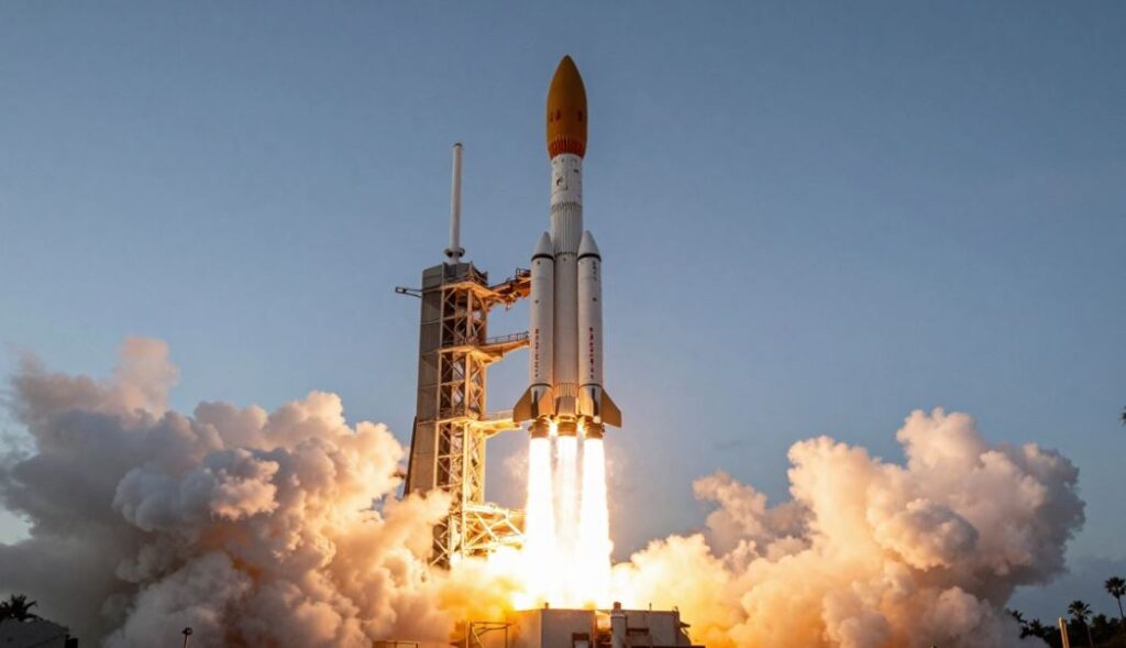 kyroot Vikram-1 rocket lifting off from Sriharikota on July 18, 2026