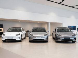 Three Tesla Model 3 trims, Standard, Long Range, and Performance, compared side by side for insurance cost differences