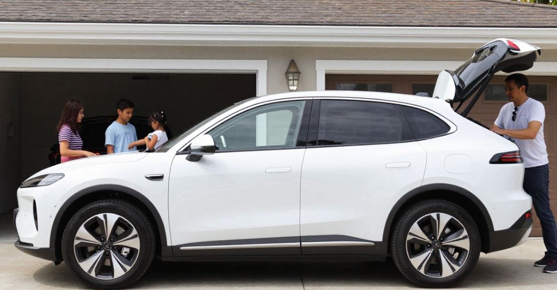 esla Model Y L 2026 three-row SUV with six-seat layout"