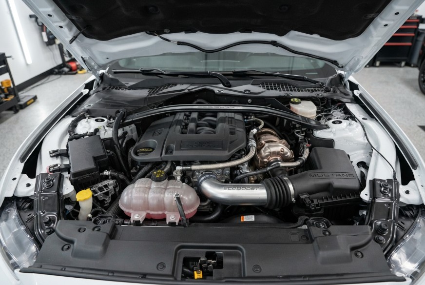 Ford Mustang EcoBoost 2.3 liter turbo engine bay