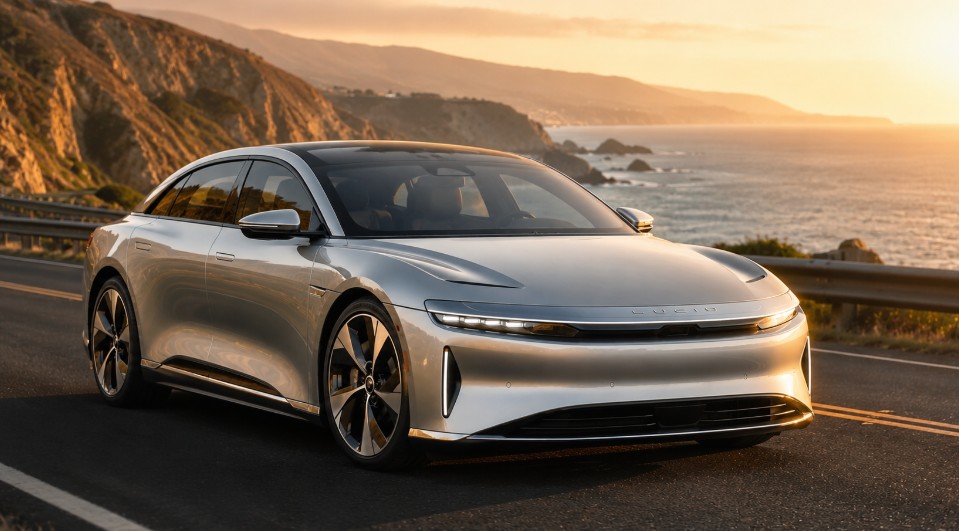 Lucid Air Grand Touring front three-quarter exterior view