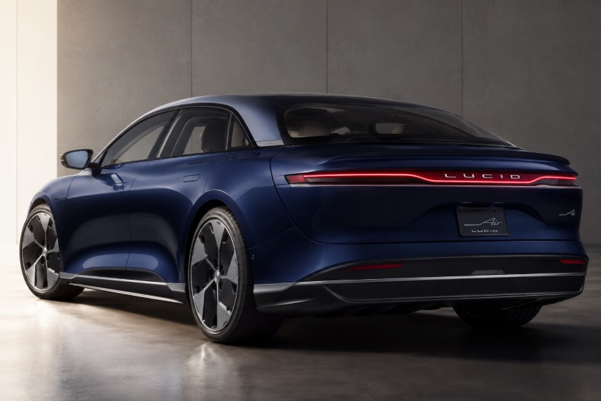 Lucid Air Sapphire rear view showing tri-motor performance design