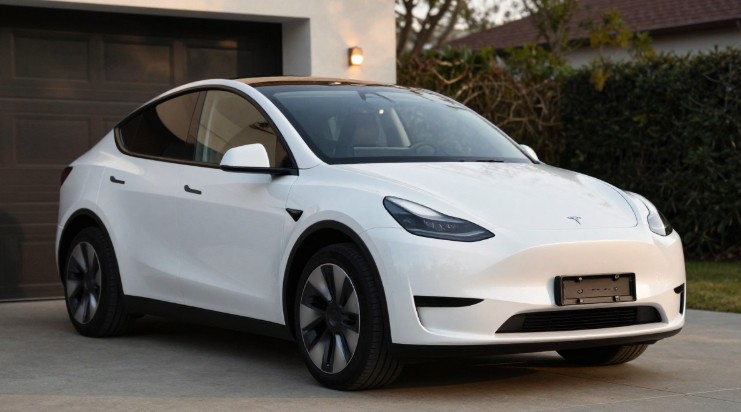 Used Tesla Model Y parked outdoors, buyer's guide cover image"