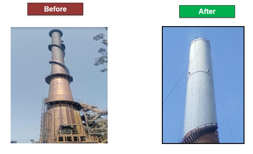 Steel chimney - Rope access system