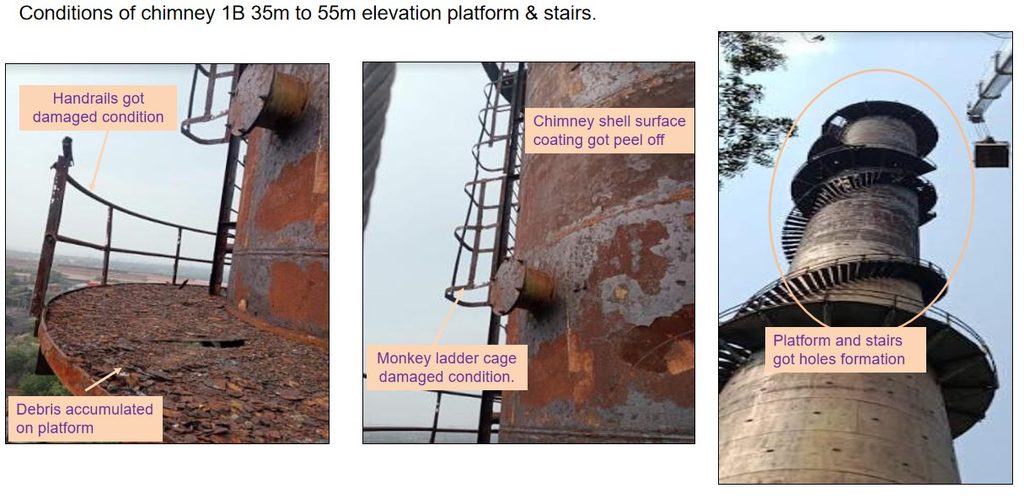 Steel chimney - Rope access system